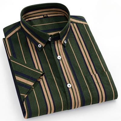 Übergröße 14XL 100% Baumwolle Oxford Sommer Kurzarmhemden für Herren Slim Fit Casual Einfarbig gestreift elegant Designerkleidung