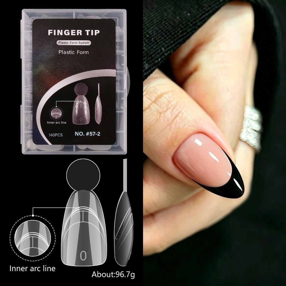 

140PCS Matte Surface French Nail Dual Forms Thin Acrylic Nail Tips French Manicure Tool F