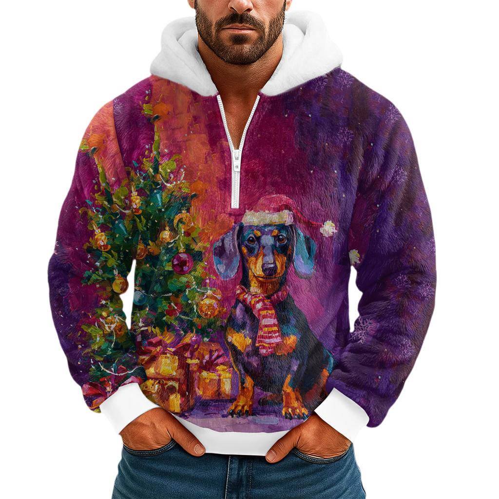 Men's  Leisure  Half  Zipper  Hooded  Hood  Long  Sleeves  Hoodie