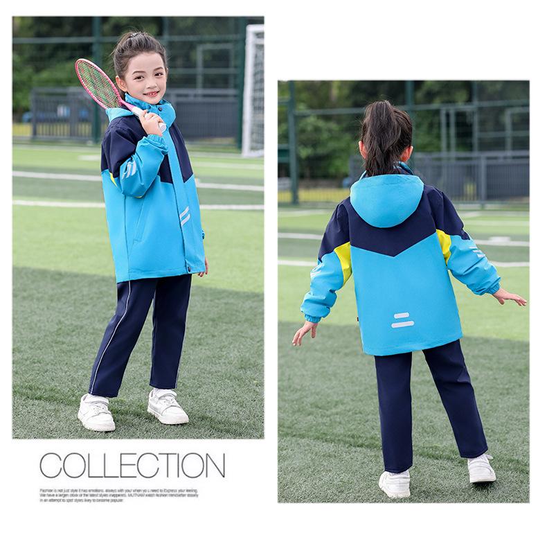 2025 Winter Waterproof School Uniform Windbreaker & Sportswear Set - Warm, Outdoor, Three-Piece for Students.