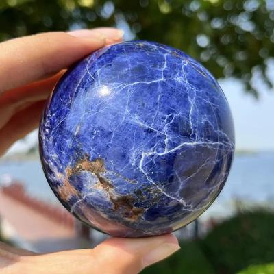 1 Pc Hand Carved Polished Blue Sodalite Ball Sphere Home Decoration Rock Collections Crystal Grid And Gift