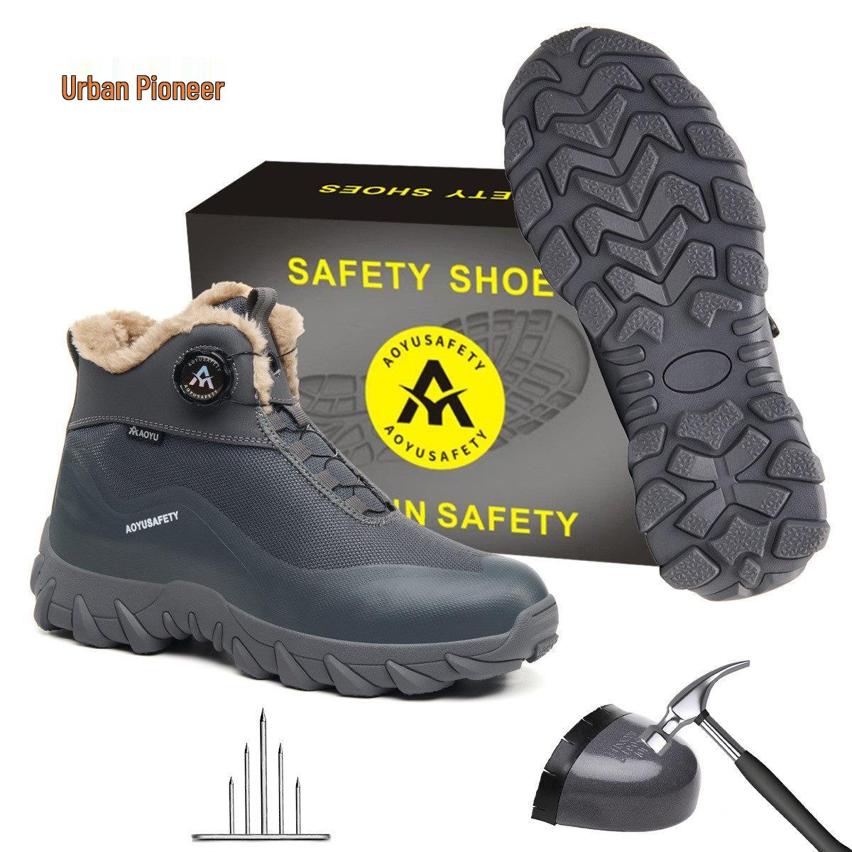 

Men s New Cotton Work Shoes with Plus Velvet, High-Top Protection, and Button Style.