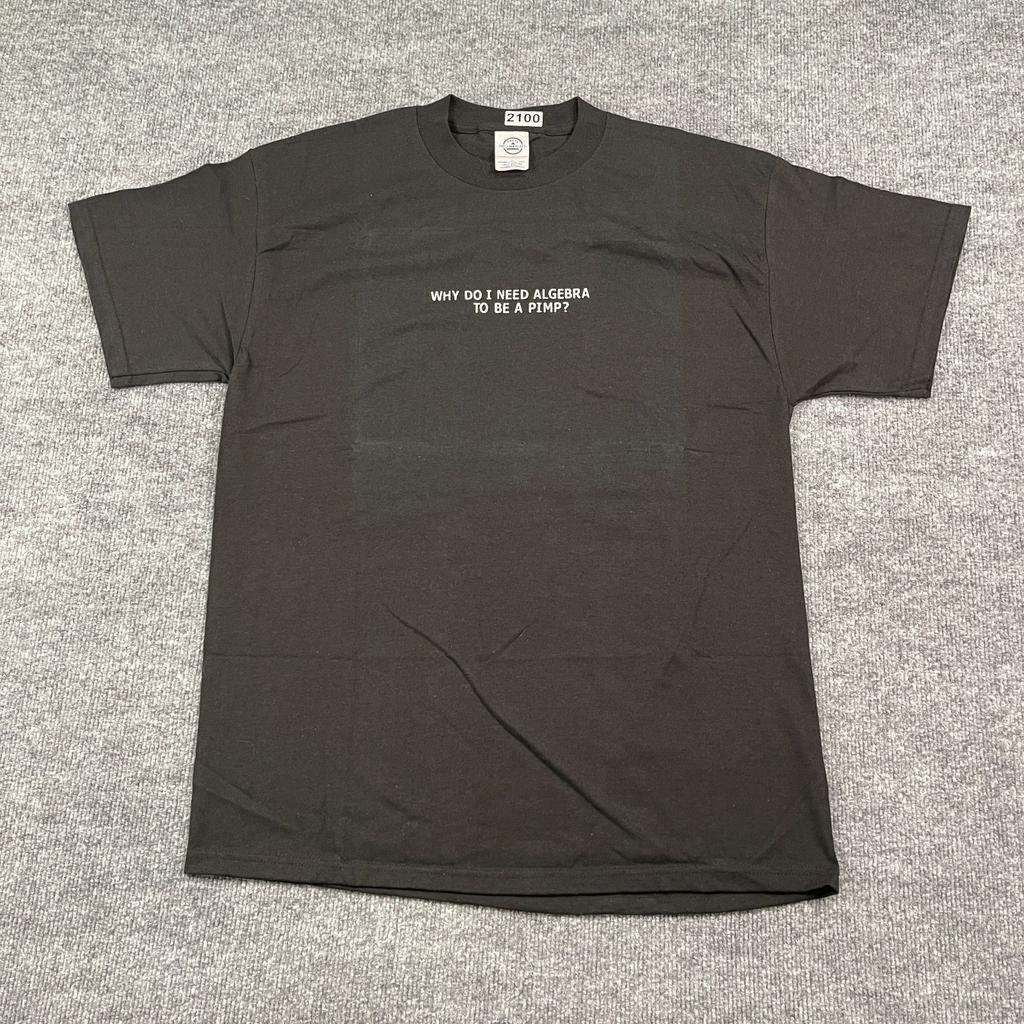 NEW Vintage Y2K Funny Why Do I Need Algebra To Be A Pimp Shirt Large 21x29 Black