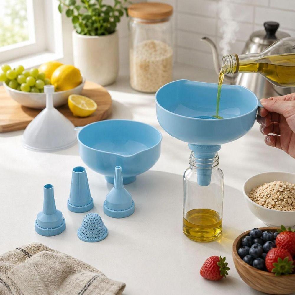 5Pcs/Set Plastic Filter Funnels Filling Funnels for Oil Beverage Jam and Liquid Transfer
