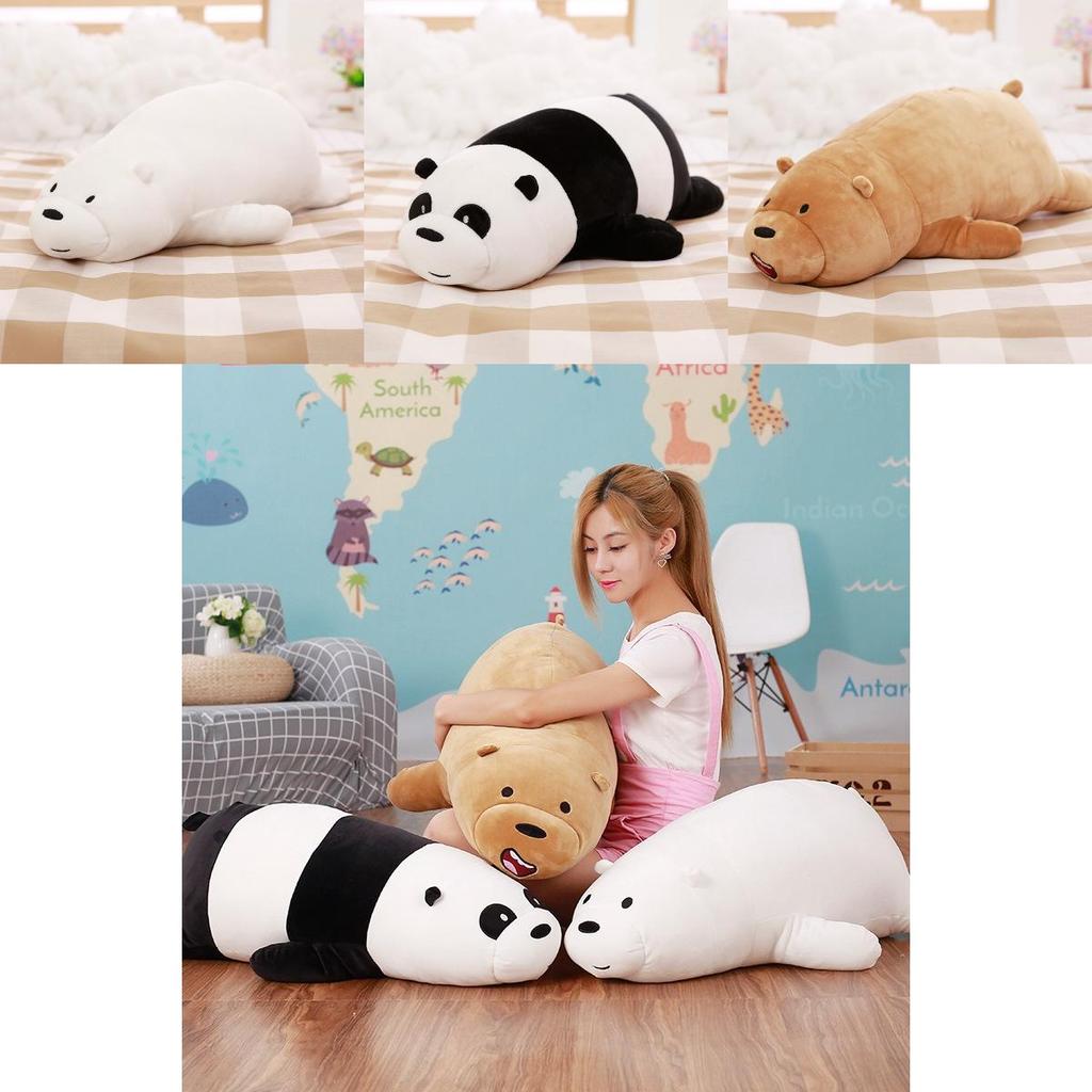 We Bare Bears Pillow Cartoon Bear Grizzly Bear Panda Soft Stuffed Plush Toy Doll Adorable And Cuddly
