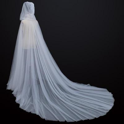 Solid Color Hooded Cape with Rhinestones - Vampire Bride Halloween Cloak In Black, Red, or White