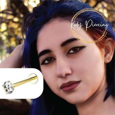 KODY PIERCING 14k Gold Labret s 1,5 mm osadeným zirkónom