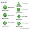 7 Pcs Green Double Swords Metal Dice Solid Polyhedral Dice Set Suitable for Role-Playing RPG  DND Pathfinder Board Game