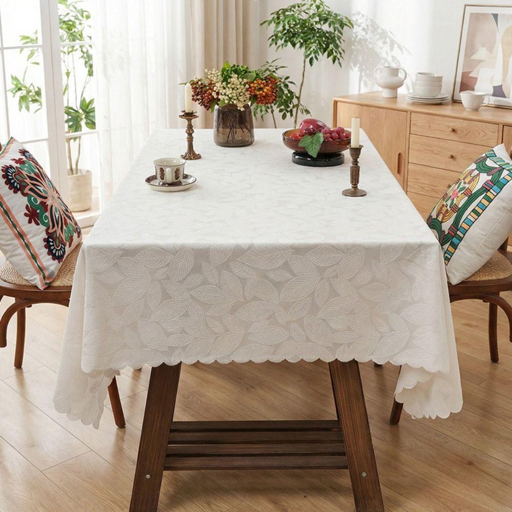European Style Rectangular Tablecloth Heat Resistant Oil Resistant Embroidered Table Cloth Easy Clean Stain Resistant
