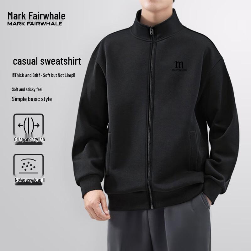 Mark Fairwhale Men's Letter Print Loose Casual Cardigan Jacket