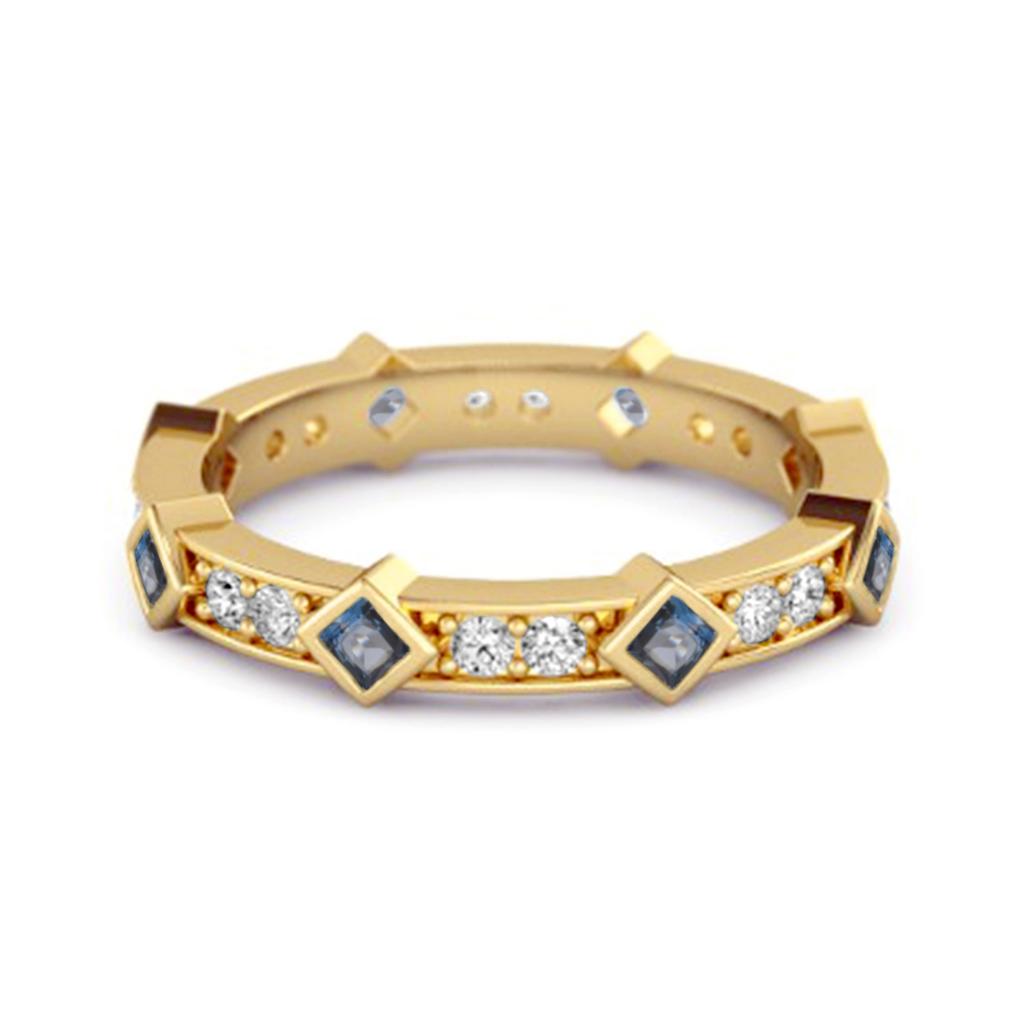 London Blue Topaz Eternity Band Ring - 925 Sterling Silver Gold Vermeil