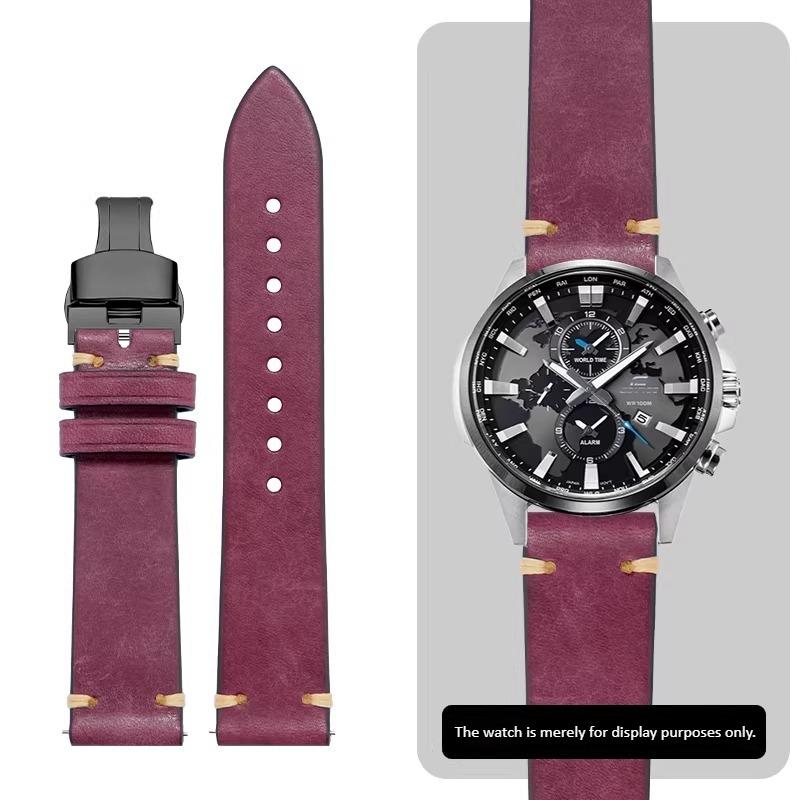 22mm 23mm high-quality genuine leather watch strap For Casio EDIFICE EFR-552D/539/303 EFV-650D MDV-107D Men's Cowhide watchband