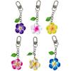 Everyday Keychain Bright Sunflower And Frangipani Pendant Keyring Lightweight PVC Key Holder For Backpack Purse