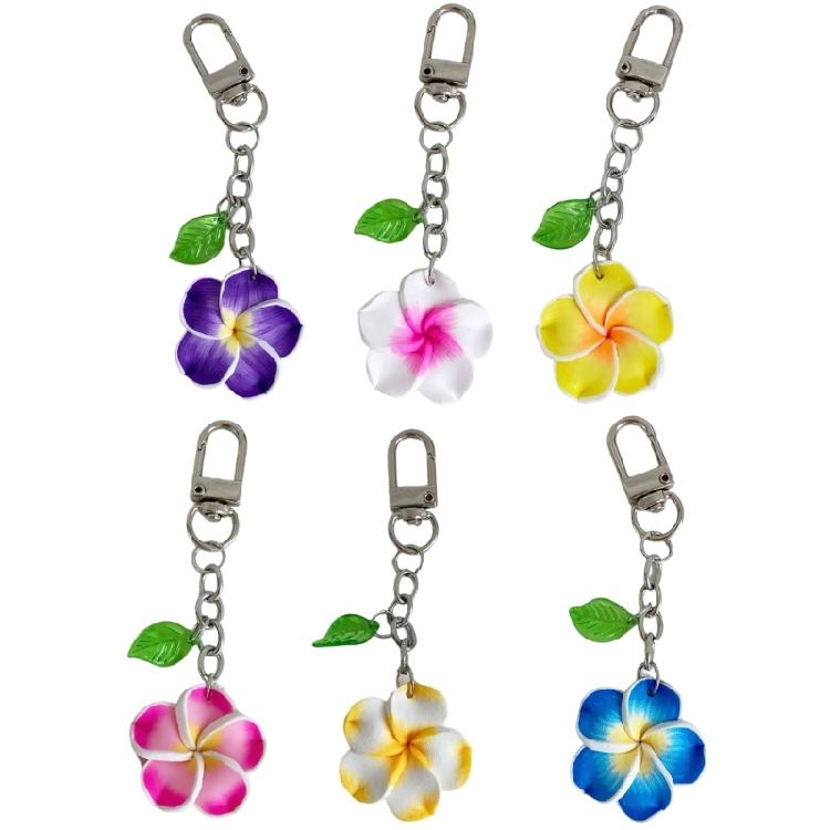 Alltags Schlüsselanhänger Helle Sonnenblume und Frangipani Anhänger Schlüsselring Leichter PVC Schlüsselhalter für Rucksack Handtasche
