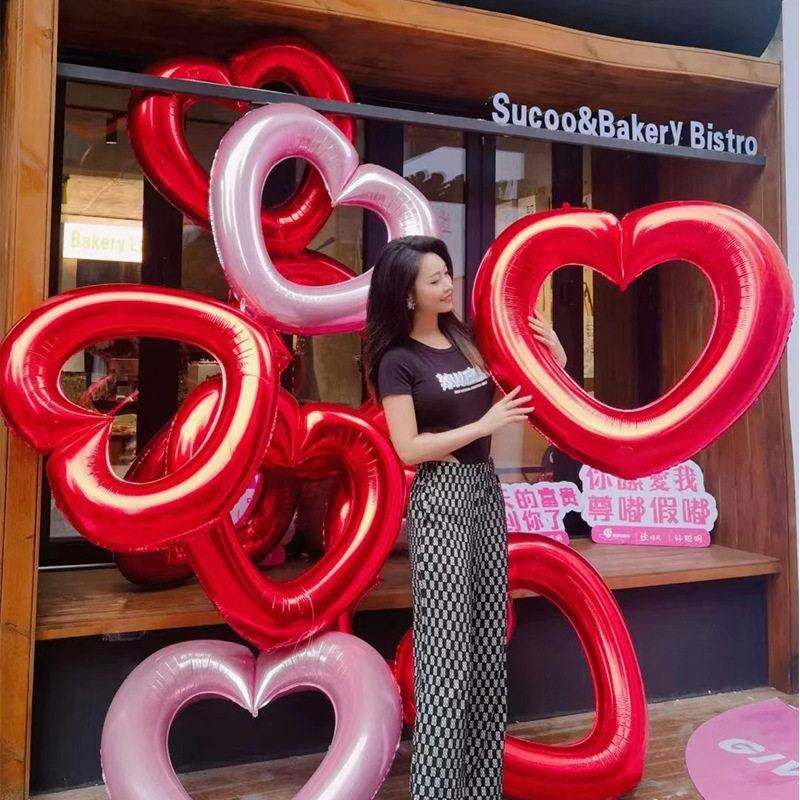 40-Inch Large Hollowed-Out Heart-Shaped Foil Balloons Are Suitable For Valentine'S Day And Weddings