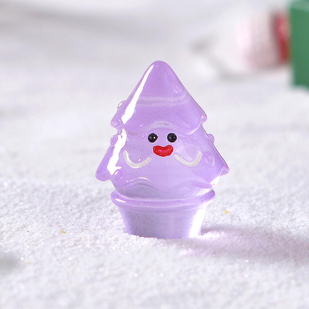 Christmas Glow in The Dark Smiling Face Christmas Tree Resin Accessories DIY Bags Pendant Materials Micro Landscape Ornaments