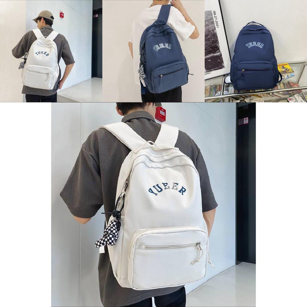 Simple Solid Color Letter Pattern Student Casual Backpacks For Daily Use And School Travel