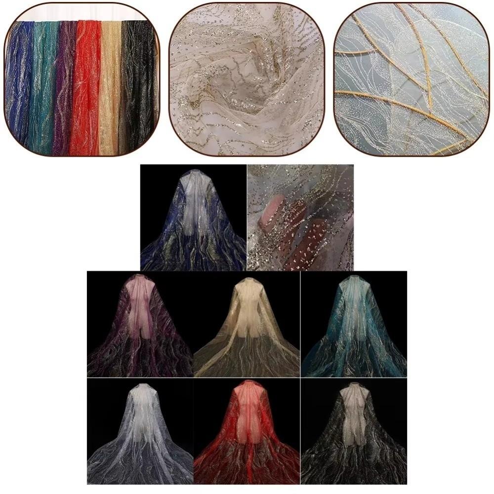 Fashion 160cm*1 Yard Sequin Texture Mesh Fabric DIY Wear-Resistant Lace Sparkle Tulle Shiny Glitter Net Yarn Banquet Decoration