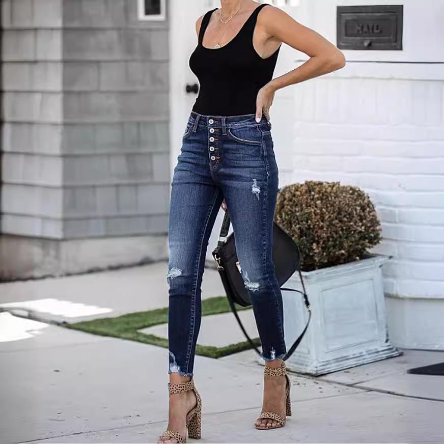 Úzké legíny pro ženy Džínový vzhled Kalhoty s kapsami Jeggings Slim Fit Legíny Fitness Plus velikosti