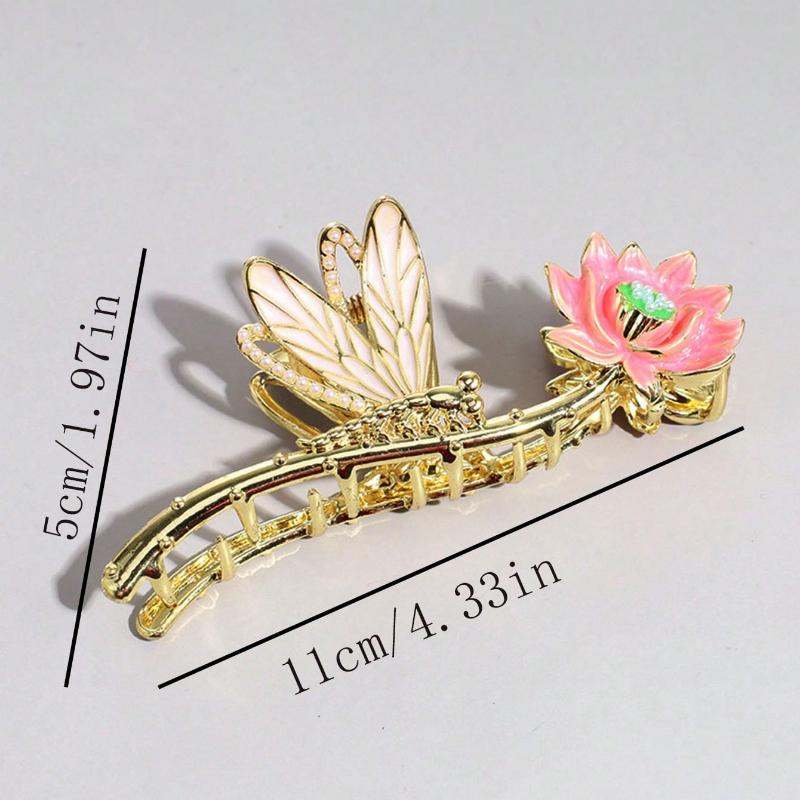 1pc Women's Multi-Color Flower Leaf Shaped Alloy Faux Pearl Hair Claw, Suitable For Everyday Use Boho Valentine's Day Valentines Summer Claw Clips