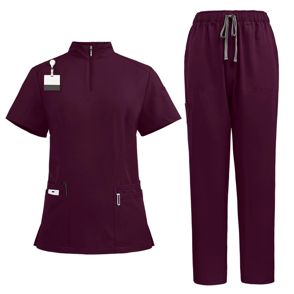 Set da lavoro alla moda con zip e colletto alto per donna e uomo, camici medici per infermieri, pantaloni taglie forti, tuta da lavoro per dentista e infermiere, bellissimi indumenti da lavoro
