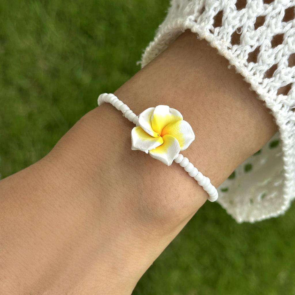Bohemian Colorful Flower Bracelet for Women Handmade Rice Beads Polymer Clay Flower Bracelets Girl Beach Party Daily Jewelry