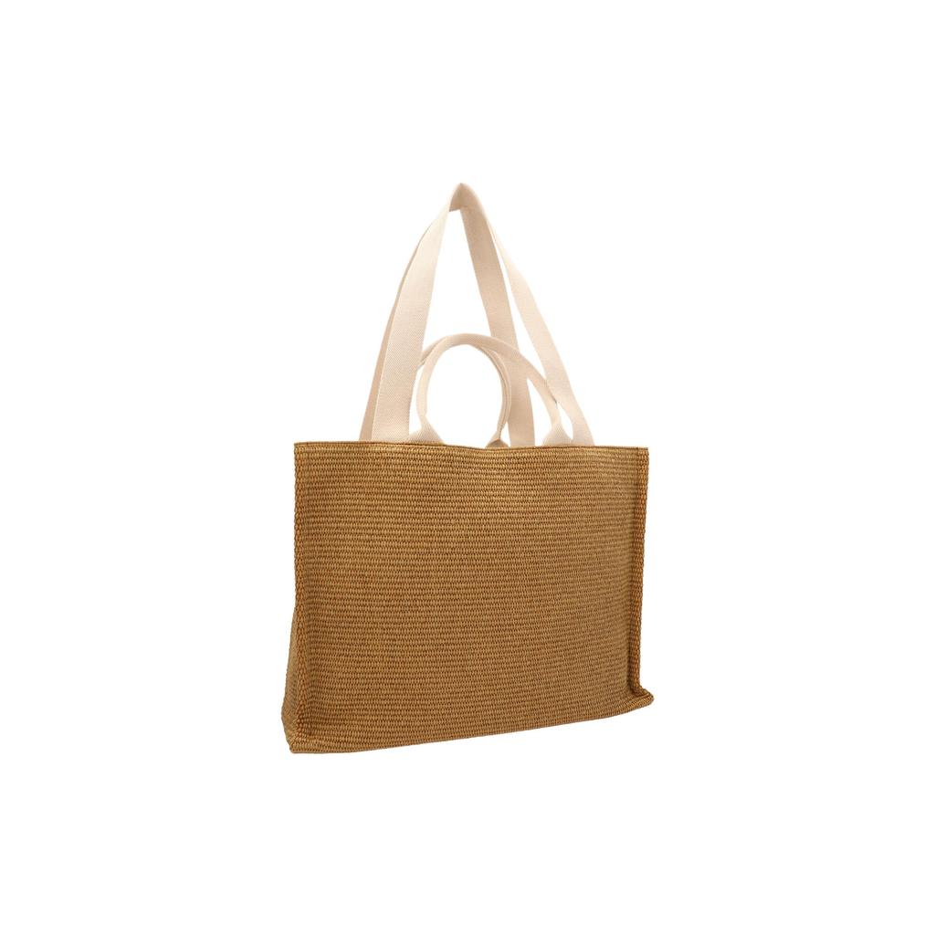 Marni Logo Embroidered Woven Vacation Style Raffia Tote Bag Shopping Bag Camping Bag Large Women Tote Bag Light-Brown Brown SHMP0078U0-P3860-Z0R42