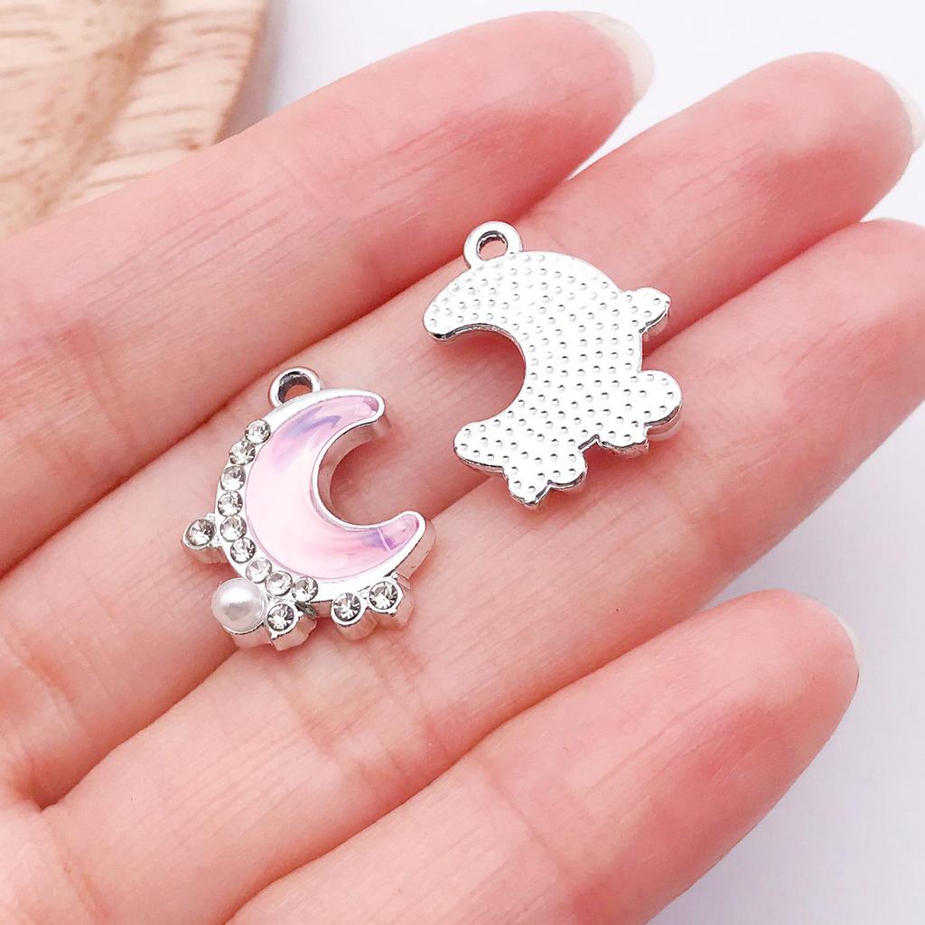 DIY Iridescent Rhinestone Pearl Moon UV Resin Jewelry Accessories for Earrings & Necklaces