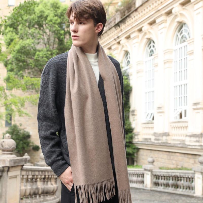 Wool Scarf Men's Autumn and Winter Cashmere Scarf Women's Winter High End Versatile New Solid Color Men's Scarf