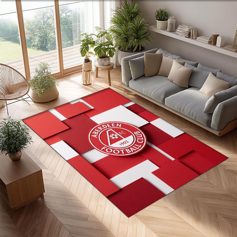 Aberdeen FC Soccer Football Pattern Soft Area Rug Non Slip Indoor Floor Carpet Sports Decor Mat for Bedroom
