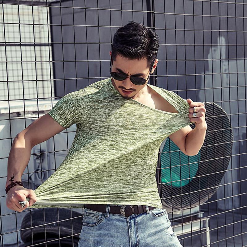 Abbigliamento da Uomo Manica Corta Girocollo Spalla Larga Sportivo Alta Elasticità Camicia Mimetica