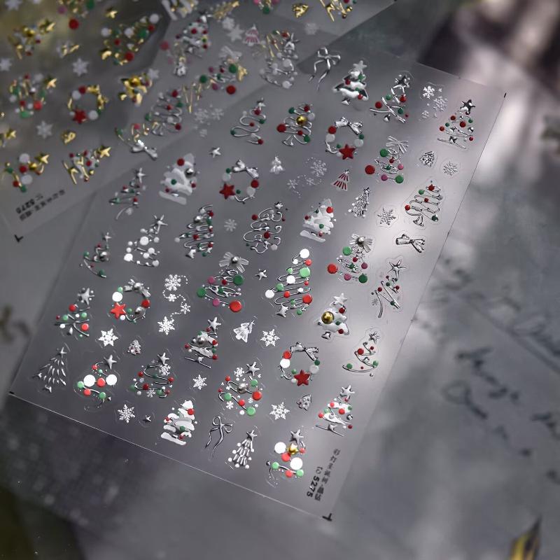 3D Christmas Nail Art Stickers With Shiny Gold Xmas Tree And Snowflake Designs Perfect For Diy Manicure Holiday Nail Decorations