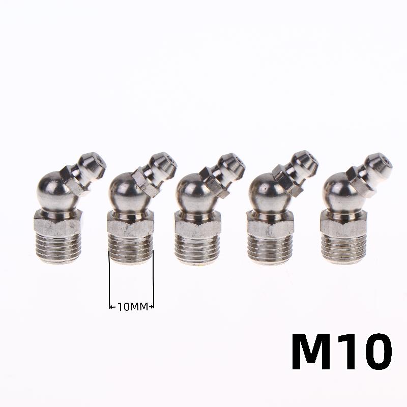 5/10Pcs Ss201 Ss304 Metric External Thread Straight Elbow Type Grease Nipple For Grease Gun Stainless Steel Grease Nipple