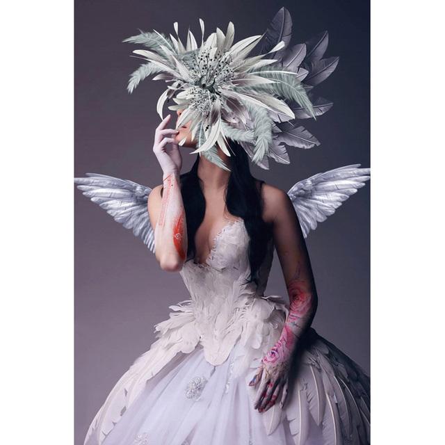 Moderne jenter med blomster på hodet Lerretsmaling Nordisk gang Veggkunstplakater Utskrifter til stuen Hjemmeinnredning uten ramme