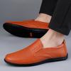 Men's Leather Casual Shoes Breathable Hollow Slip on Lazy Driving Shoes Office Fashion Shoes