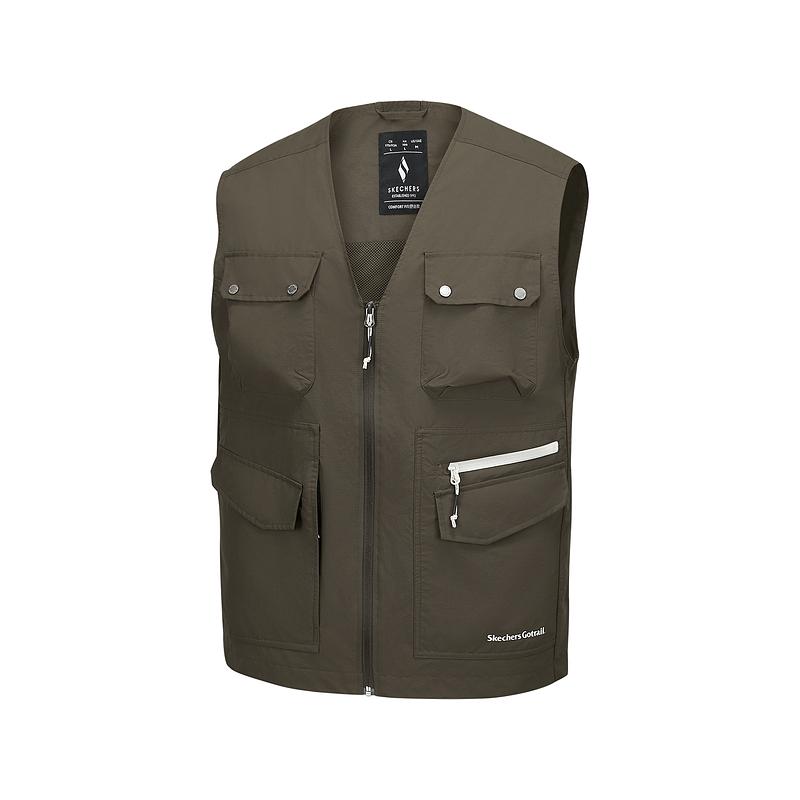 Skechers Woven Versatile Sports Durable Vest Men Vests Slate-Black P125M012-00NG M