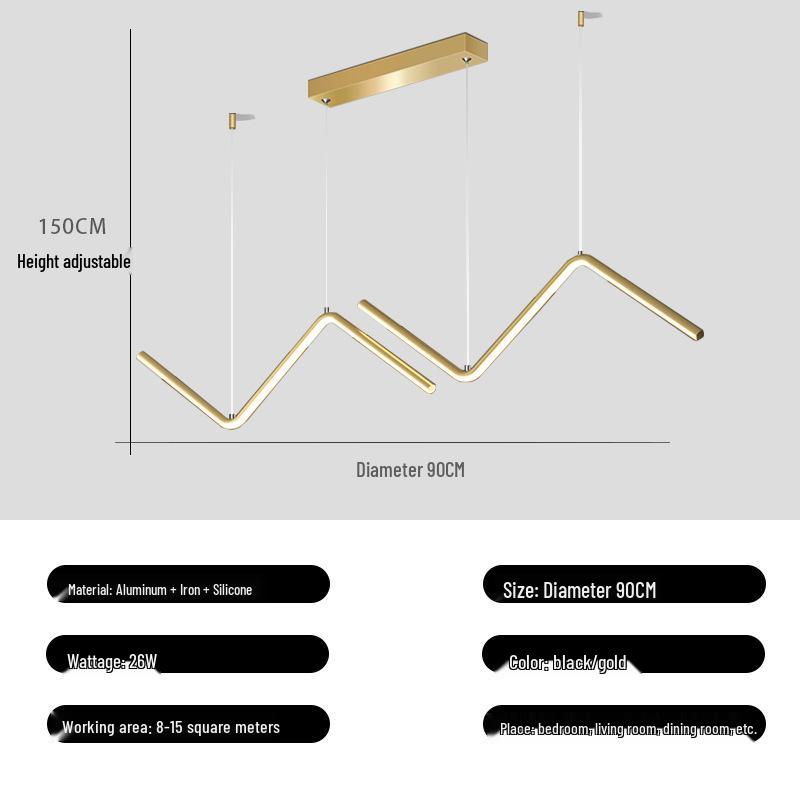Candelabru Nordic Modern Minimalist cu Linii Geometrice pentru Zona de Dining și Zona cu Canapea