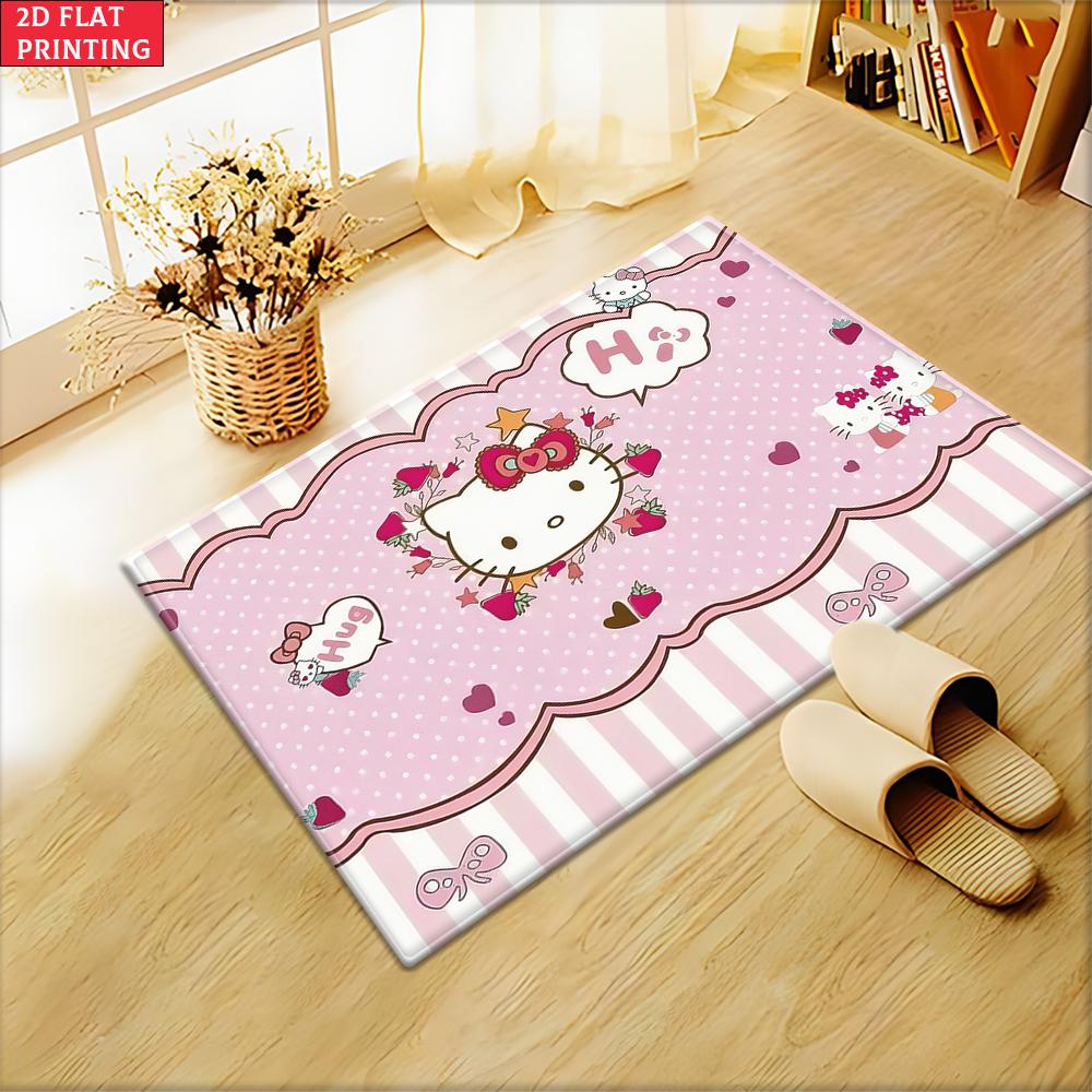 Cute Kawaii Cartoon Characters Doormat, Space UFO Themed Non-slip Floor Mat, Bathroom Entry Rug for Kids Room Home Decor