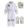 Kids US Astronaut Dressup Costume Deluxe Print Cartoon White Space Suit Bodysuit Halloween Role Play Adventure Gloves Hat Set