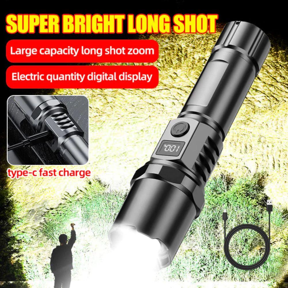 Ultra Bright Powerful LED Flashlight TYPE-C Charging Outdoor Emergency Light  Hiking