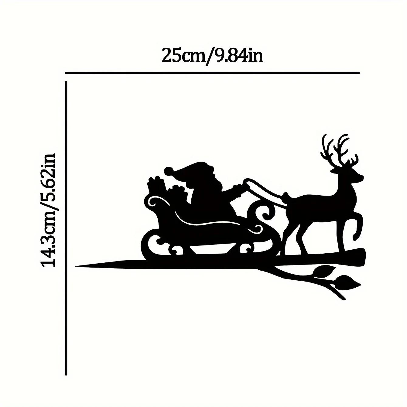 

1 шт. Металлическая настенная скульптура в виде оленя и Санта-Клауса - стальной силуэт на ветке, идеально подходит для украшения дома, сада и улицы светло-серый