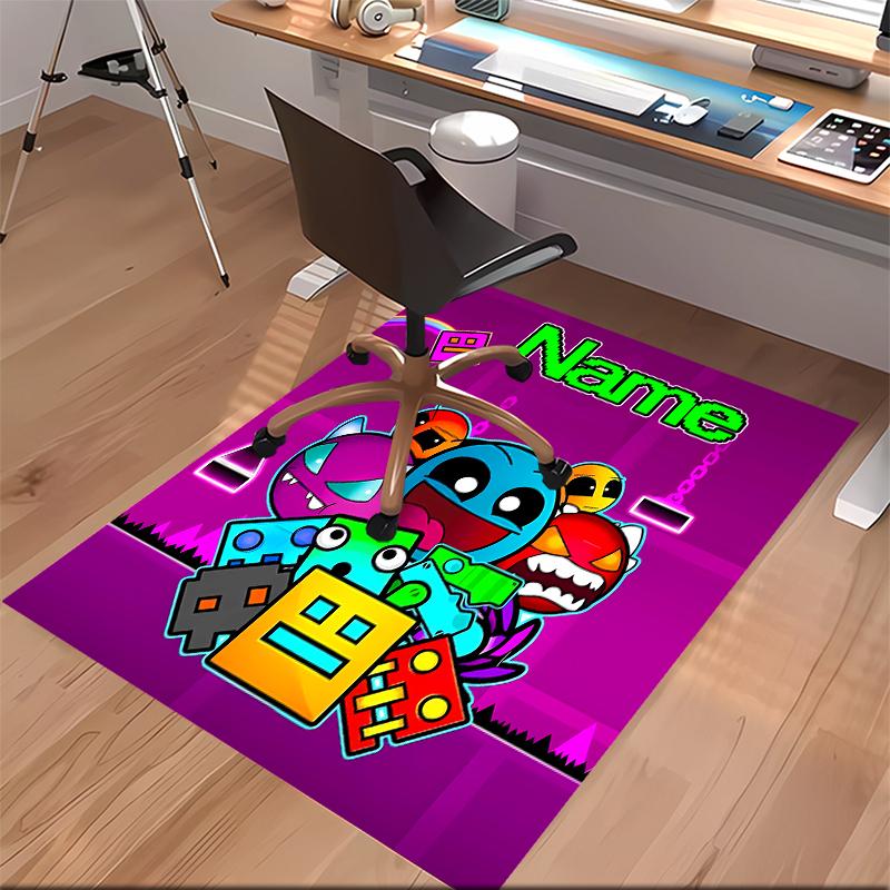 Tappeto Personalizzato Geometry Dash Area Tappeto - Morbido, Lavabile Antiscivolo Tappetino da Interno, Tappeto Decorativo per Soggiorno, Casa e Ufficio