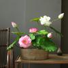 5 Stück Seide Weißer Lotus Grüne Pflanze Simulation Blumen Hotel Dekoration Künstliche Lotus Zweige Künstliche Blumen Restaurant Dekoration