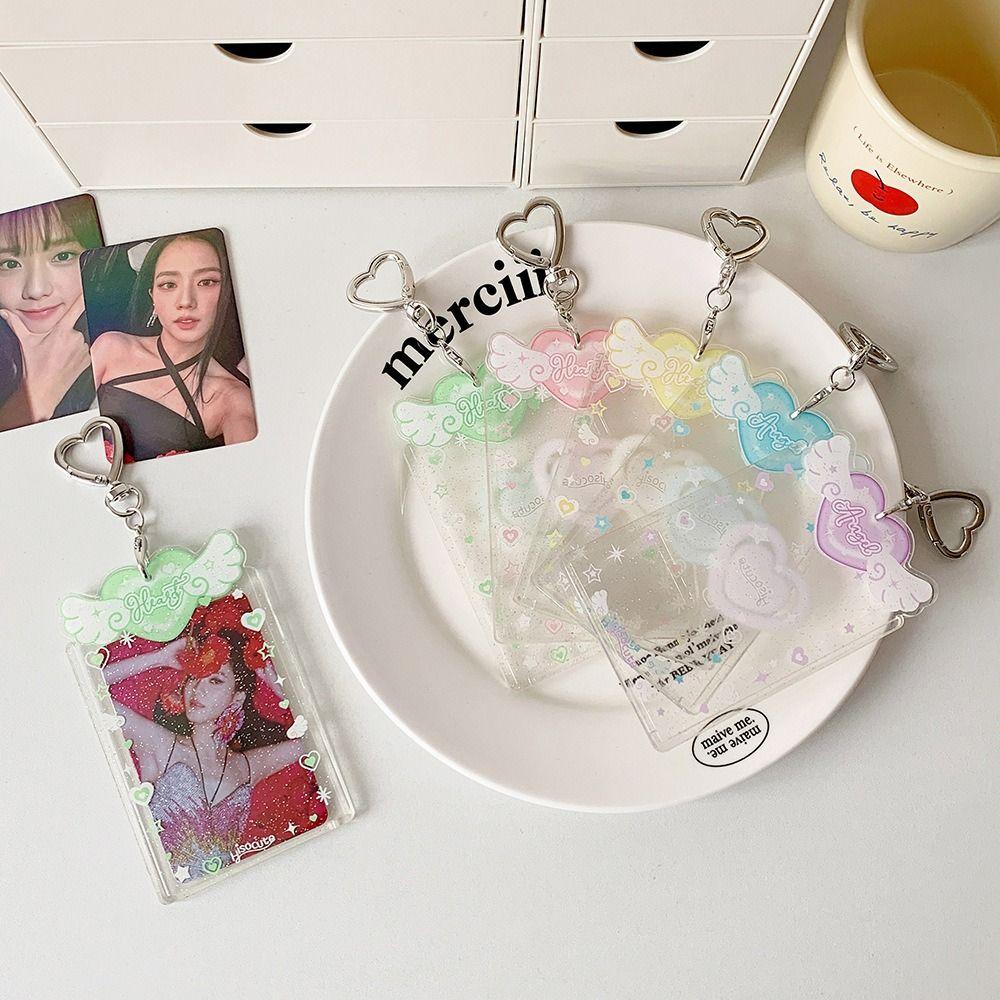 Love Heart Pendant Photo Photocard Frame Acrylic Card Cover Card Protective Case  Girls Gift