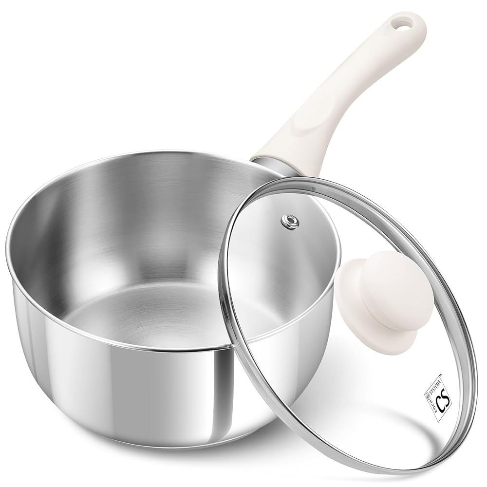 

KOCH SYSTEME CS 1/2/3QT Stainless Steel Saucepan with Lid Nonstick Milk Pots with Stay-cool Bakelite Handle Kitchen Sauce Pot