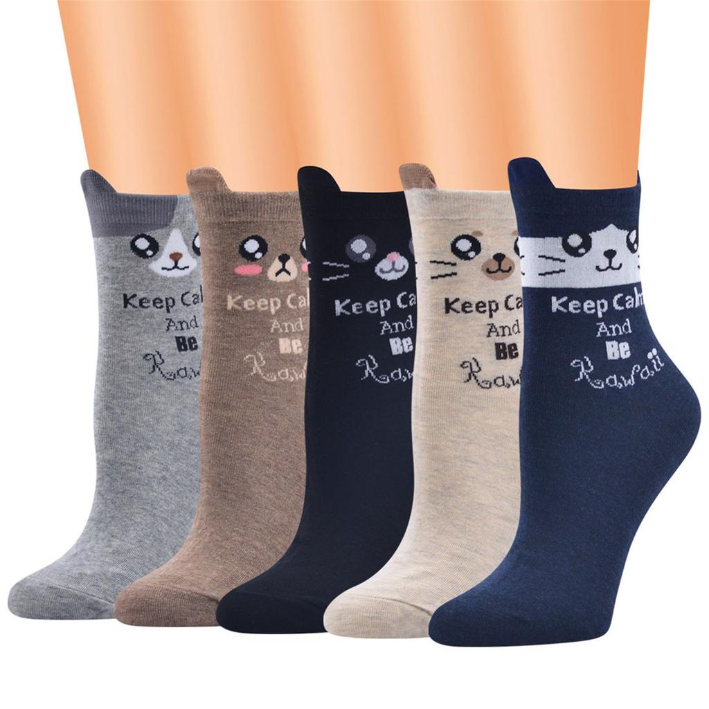 Casual Work Socks Cartoon Cat Printing Cotton Blend Medium Sports Socks
