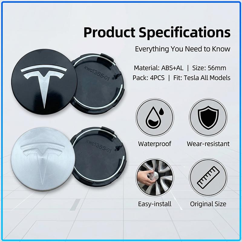 4 stuks 60 mm Auto Wielnaafdopjes Badge Accessoires Voor Tesla Model 3 Model S Model X Model Y Roadster Performance Decoratie