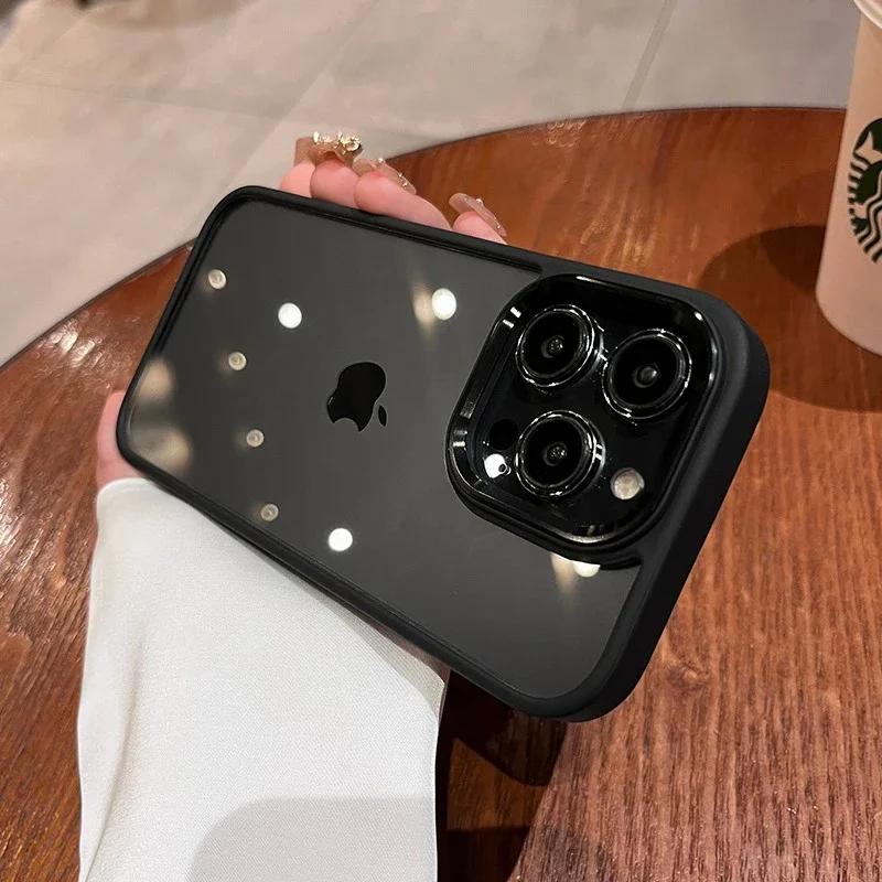 Husă Transparentă de Lux cu Bumper Metalic pentru Obiectiv pentru iPhone 15 14 13 12 11 Pro Max Mini X XS Max XR 7 8 Plus Silicon Acrilic Spate Dur