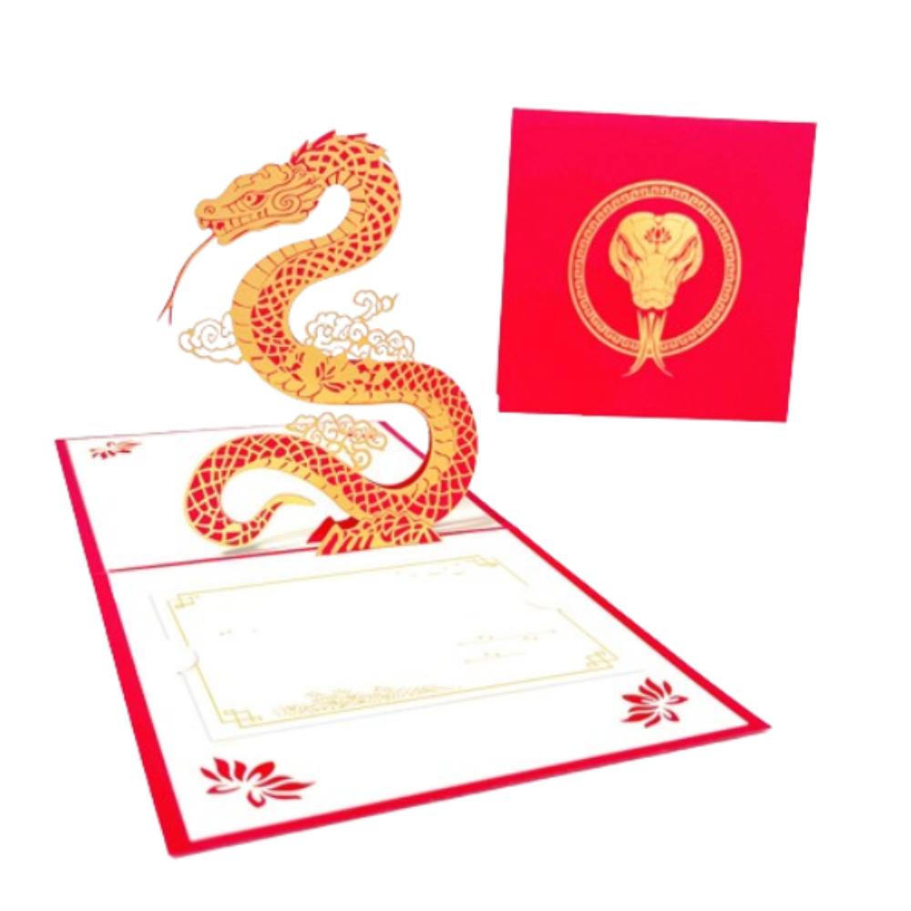 Foldable 3D New Year Gift Card Hot Stamping Message Card  Party Favors