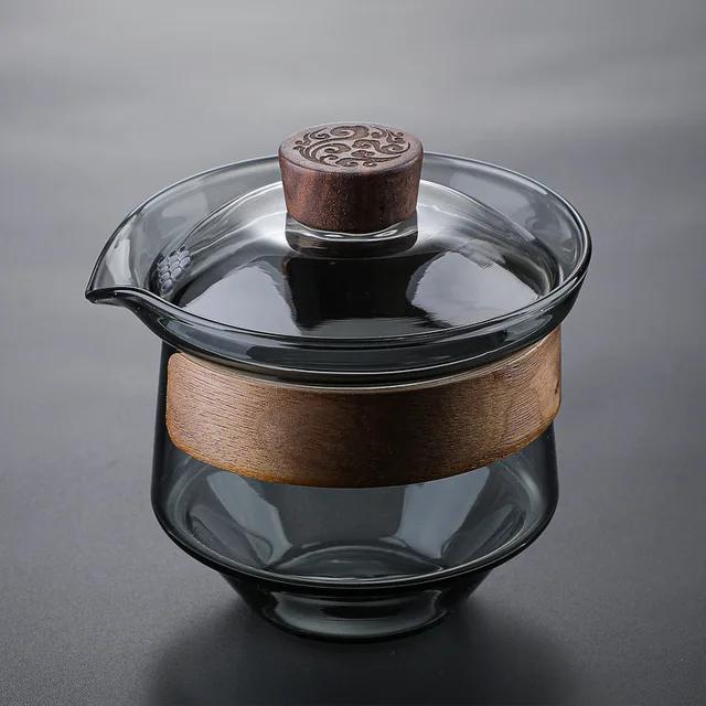 High Temperature Resistance Glass Teapot With Anti-scalding Handle Office Used Tea Cup Transparent Kettle